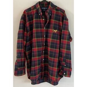Ralph Lauren Polo Labrador Dog Tartan Plaid Blake Long Sleeve Button Shirt Sz L